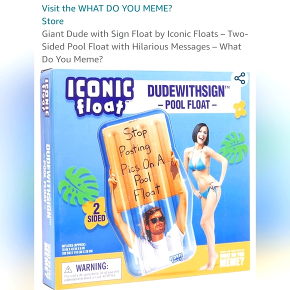 Iconic Float Swim Nwt Giant Dude With Sign Float By Iconic Floats Twosided Pool Float Unisex